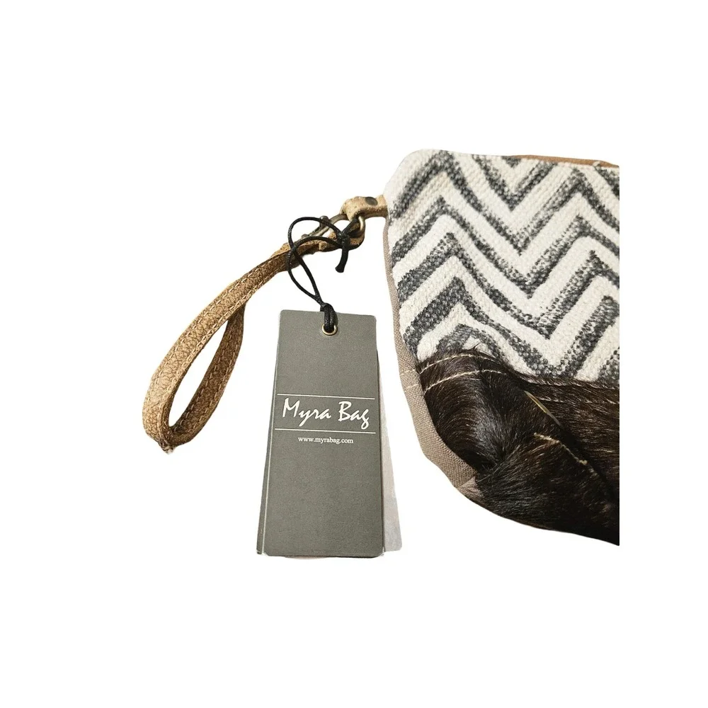 Myra Bag Wristlet Set 3 New Cowhide Leather Southwestern‎ Zebra Chevron Pouches